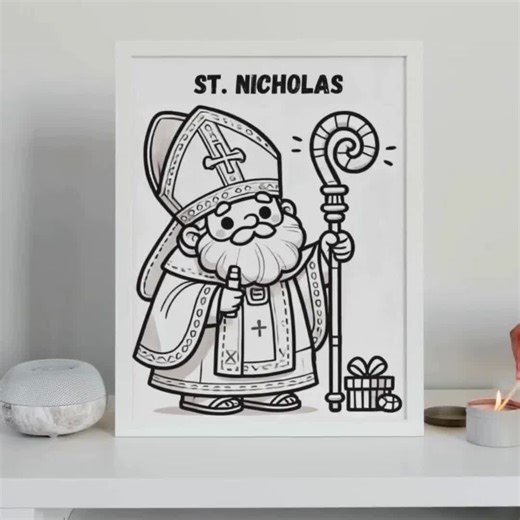 Saint Nicholas Cartoon Coloring Page for Kids (PDF) - Etsy