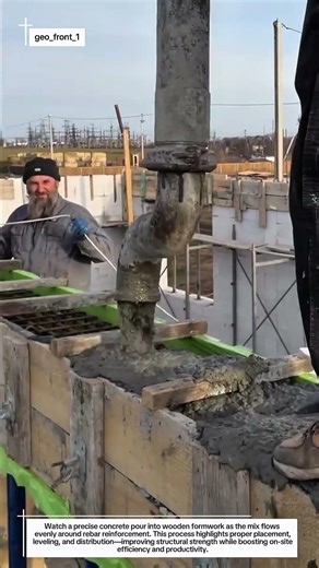 Smooth Concrete Pouring Into Formwork – Satisfying Construction Process in Action!