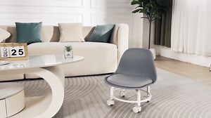 Rolling Stools with Wheels, Little Low Small Stools on Wheels, Swivel Chair Stool, 360 Degree Rotating Low Stool, Short Roller Seat Chair for Home Office Garage Salon Kitchen (Transparent Blue)