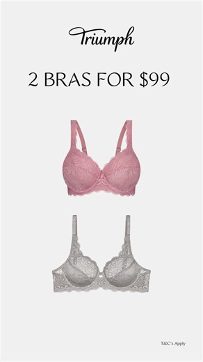 2.6K views | Feel lifted, supported, and confident. For a limited time, get 2 bras for just $99 and discover what a difference the right fit makes. | Triumph | Facebook