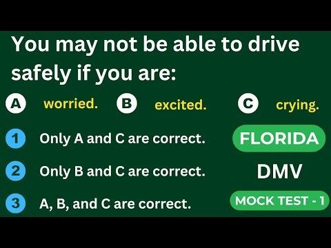Driving Test Florida (Exam-Style Questions with Answer Explanations) | Very Tough - Pass? Try Now!