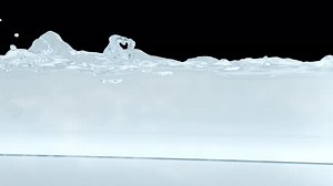 Animated a lot of water pouring filling container - oceanic background