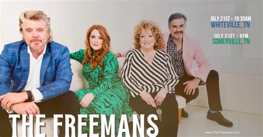 Memphis area friends - we have two concerts in your area Sunday 7/21st. Come out and worship with us. 10:30 AM - Whiteville at Bethlehem Baptist ⛪️ 6PM - Somerville at Mercy's Bridge⛪️ #TheFreemans #GospelMusic #Church | The Freemans