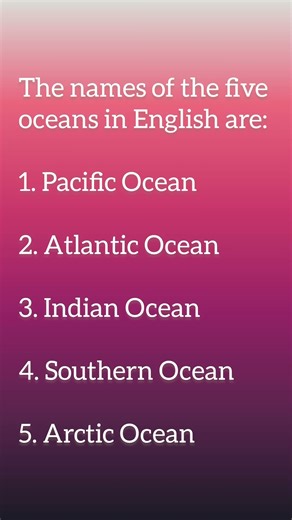 Names of Five Oceans in English | #shorts