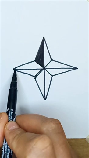 How to Draw a 3D Four-Pointed Star | Easy Optical Illusion Art #3DArt #OpticalIllusion #StarDrawing #3DStar #DrawingTutorial #ArtReels #SatisfyingDrawing #IllusionArt #HowToDraw #Sketching #CreativeDrawing #GeometryArt #FacebookReels | Mazaganart- تعليم الرسم