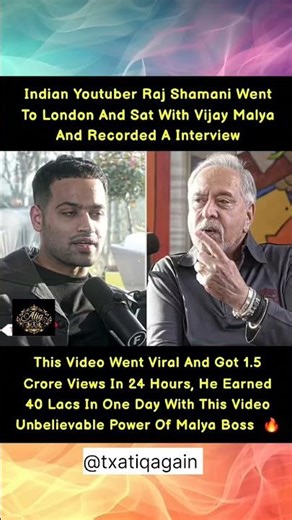 Indian Youtuber Raj Shamani Went To London And SatWith Vijay Malya#shortsfeed#trendingshorts