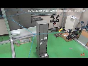 TCC80: Reconfiguration of a cable driven parallel robot by multiple cable traversing robots