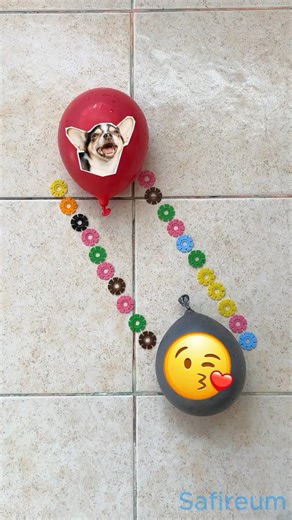 Popping balloons filled with colorful water & smileys 💦😄 So satisfying! #poppballons #cat #funny