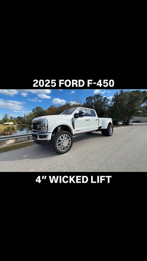 2025 Ford F-450 King Ranch: 4” @wickedsuspension lift w/ Coil upgrade, Weight scale provisions, Fox reservoir shocks, Radius arm armor & tails, Elite emblems, Dual fox steering stabilizers, 26” @jtxforged wheels & 38” @furytires WWW.WICKEDTRUCKS.COM 🔒In stock 🔒Custom powdercoating 🔒Customizable options 🔒Financing available 🔒Made in Florida, USA | Wicked Customs