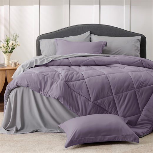 U by Bedsure Grayish Purple Queen Comforter Set - 7 Pieces Reversible Queen Bed in a Bag, Queen Bed Set Grayish Purple and Grey with Comforters, Sheets, Pillowcases & Shams - Walmart.com