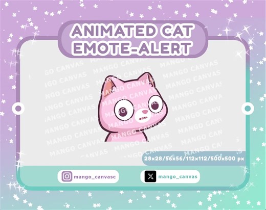 Animated Pink Cat Emote/awkward Emote-alert - Etsy