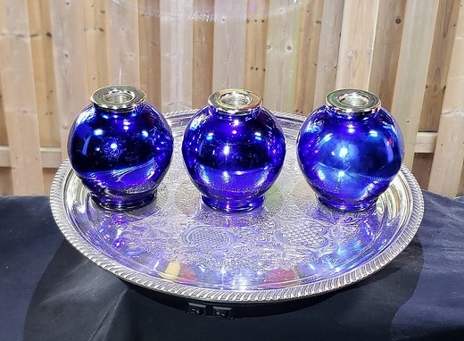 Vintage Cobalt Blue Glass Sphere Candle Holders With Chrome Accents - Set of 3 - Etsy