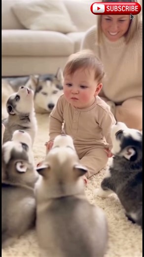 Bloopers Baby and Husky Puppies’ Adorable Attempts 😂