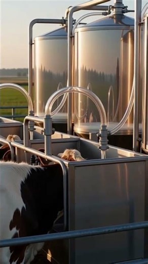 Milking cows by machine