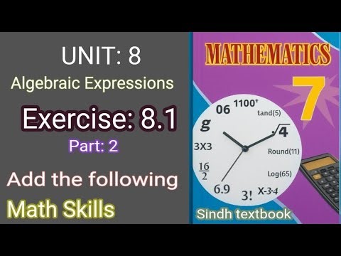 Class 7 Maths | Unit 8 Algebraic Expressions | Exercise 8.1 Part 2 | Add | Sindh Textbook Jamshoro