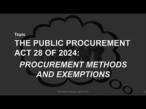 Public Procurement Act 2024: Methods and Exemptions