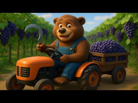 Farm Work: Grape Planting and Harvesting Process with Tractor