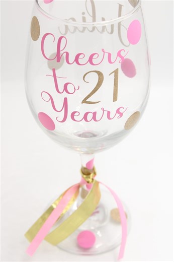 Personalized 21st Birthday Wine Glass: Cheers to 21 Years - Etsy