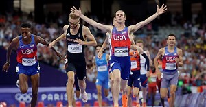 Day 11 athletics highlights: Hocker sets Olympic record, golds for Rogers, Tentoglou, Thomas, and more | Paris 2024