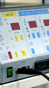 The nurse turns on the Erbe Electrosurgical coagulator . close up .Preparing for surgery in the operating room.