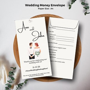 Minimalist Wedding Money Envelope Template: Editable DIY Design (canva, Digital Download, A4 Printable) - Etsy
