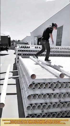 Skilled Worker Stacking Pipes Expertly #satisfying #shorts #workprocess