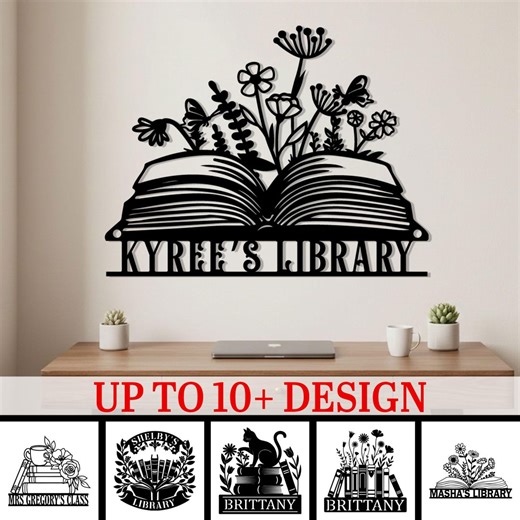 Custom Metal Library Sign, Personalized Reading Room Decor, Book Lover Gift, Gift for Teacher,study Room Wall Art, Home Library Decoration - Etsy