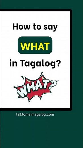How to Say WHAT in Tagalog?