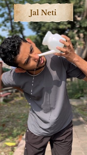 Nakul Bhardwaj on Instagram: "How to do Jal Neti ? 🧘 Jal Neti is an ancient yogic cleansing technique (Shatkarma) used to purify the nasal passages and sinuses by pouring lukewarm, salty water through one nostril and letting it flow out the other. Acting as a "nasal hygiene" routine, it removes mucus, allergens, and pollutants, facilitating clearer, deeper breathing. #jalneti #shatkarma #yoga #viral #reels"