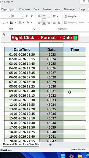 Date & Time Stuck in One Cell in Excel? Fix It in 30 Seconds