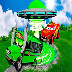 UFO Pit Transform In Alien Lightning McQueen & Big & Small Pixar Cars! Beam.NG Drive! | Zeenat naija
