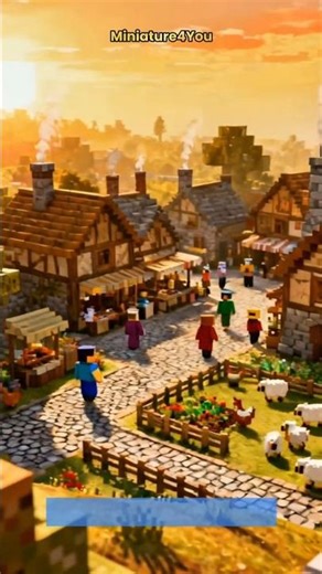 the village slowly comes to life #minecraft #miniature #shorts