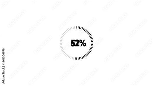 4K animated green circle progress loader going from 0 to 100 percent on black background