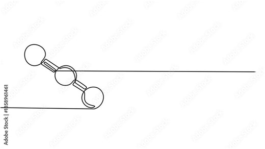 Carbon dioxide molecular model vector illustration continuous one line drawing animation, Molecule of Carbon dioxide. Molecular formula: CO2. Chemical model: Ball and Stick. Isolated Transparent