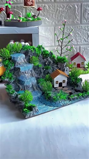 How to make handicraft waterfall. #handicraft #flower #waterfall #colors #painting