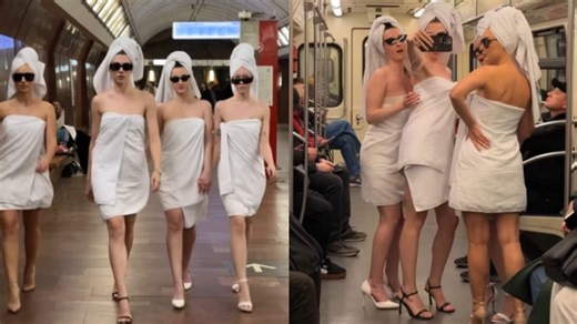 Bizarre Metro Incident: Young Ladies Boarding Metro Wearing Bath Towel Goes Viral