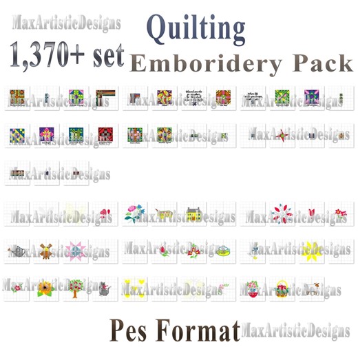 1370  Quilting Embroidery Designs Bundle in PES Format - Download - Etsy