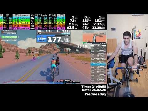 Zwift Cycling Workout Live Stream in 2K 1440p 25.02.2026 zv