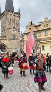 The reconstruction of the Prague legend about hard-boiled eggs from Velvar took place on Charles Bridge today 🥚 The medieval procession with hard-boiled eggs across the Charles Bridge started from the Malostranská bridge tower, went across the Charles bridge to the Křižovnické náměstí, where the eggs were ceremoniously given to the Mayor of the City of Prague and the people of Prague. The goal of the event is to continue the historical traditions of Prague and to maintain awareness of old Pragu