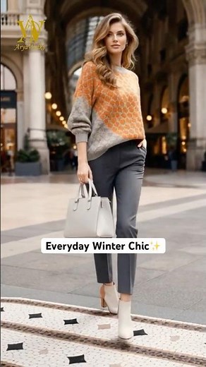 Simple Winter Outfit with an Orange Sweater 🍊