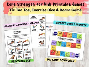 Kids Core Strength Printable Tic-tac-toe, Exercise Dice & Board Game | Movement Break | PT Exercise Activity Fitness Game | Digital PDF File - Etsy Canada