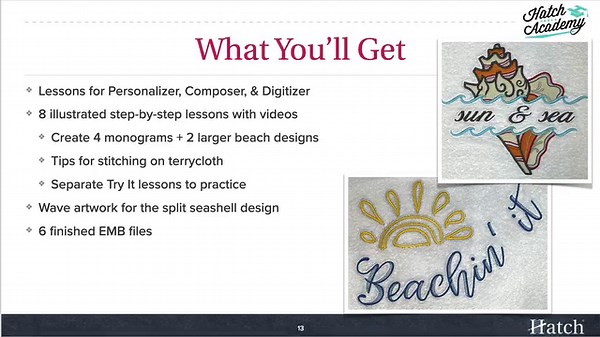Watch the overview of this new fun course! Summer Fun with Laydown Stitch 😎 https://bit.ly/LaydownStitchCourse You will learn how to use this fun stitch with monograms, designs, and terry cloth. Lessons included are suitable for Hatch Embroidery Personalizer, Composer, and Digitizer levels. Join us at Hatch Academy All-Access Membership and let your embroidery projects flourish like never before! Not a member yet? Purchase your membership here: https://bit.ly/HAAllAccessPass #HatchEmbroidery #e