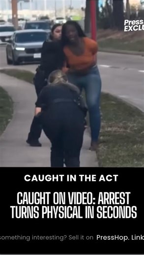PressHop on Instagram: "Video recorded on a residential sidewalk in Houston shows two female police officers arresting a suspect during a daytime encounter. The footage captures a brief physical struggle as officers work to restrain the individual, while onlookers react nearby. The clip has since sparked discussion online, with viewers debating the dynamics of the arrest and the challenges officers face during fast-moving street encounters. No official statement has yet clarified the events lead