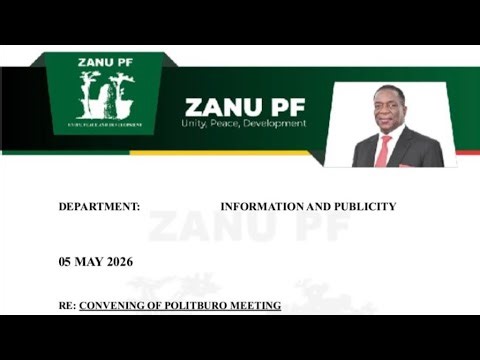 ZANU PF to convine a Politiburo meeting tomorrow. Possible discussions.