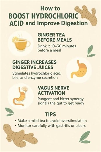 To use ginger to boost stomach acid (HCl) and improve digestion,