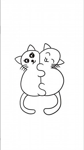 Słodkie KOTKI 🐱🐱❤️ - jak je narysować, KROK PO KROKU.