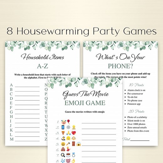 8 Printable Housewarming Party Games: DOWNLOAD - Etsy