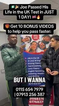 Joe has passed his Life in the UK test in 1 day!