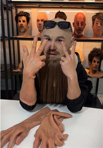 Film and television-level realistic long beard modelling silicone mask wearing display#siliconemask #feilangmask #mask #realisticmask #masks