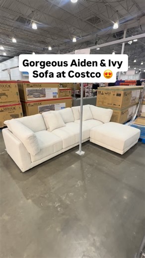 Costco Finds Canada on Instagram: "Gorgeous Aiden & Ivy Sofa with ottoman at Costco 😍 it’s so soft and cozy especially with feather and fiber blend seat cushions! #sofa #costcofurniture #costcofindsca @aidenandivyfurniture"